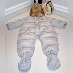 Murmurbear Grey Detachable Faux Fur Collar Unisex Winter Snowsuit NWOT
